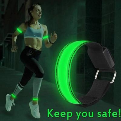 Running Armband Reflective Strips USB Rechargeable Bright Night Light Adjustable LED Band for Cycling Hiking Outdoor