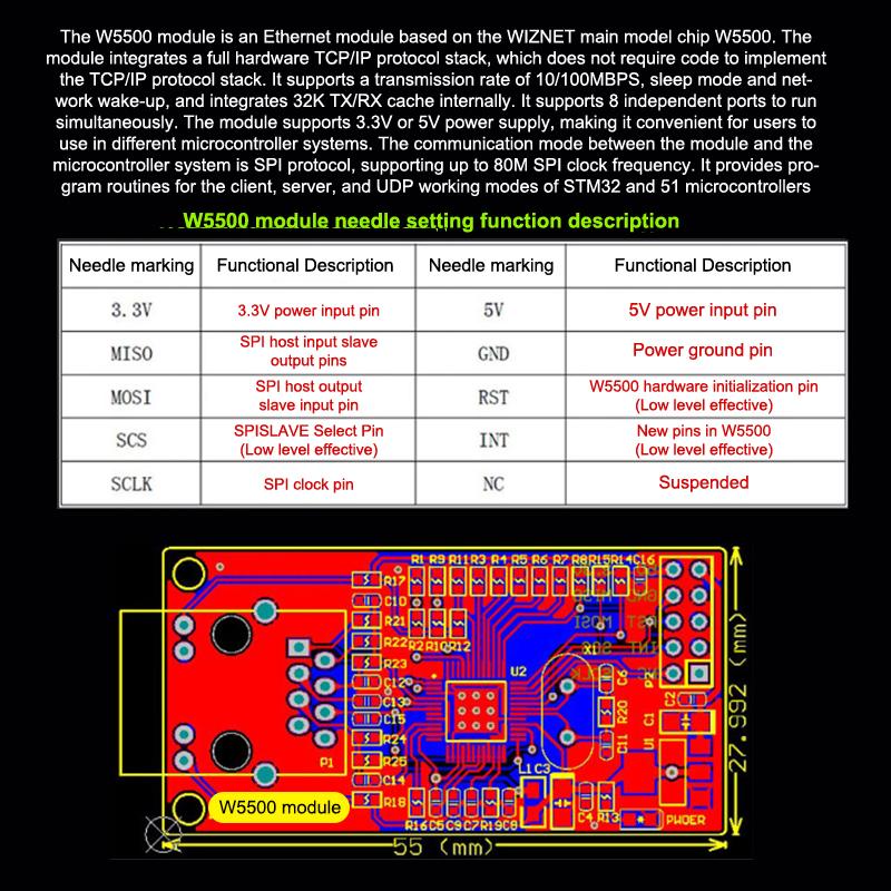 1/3Pcs W5500 Ethernet Network Module Hardware Spi Interface Full Hardware Tcp/Ip Protocol Stm32 Diy Projects For Arduino