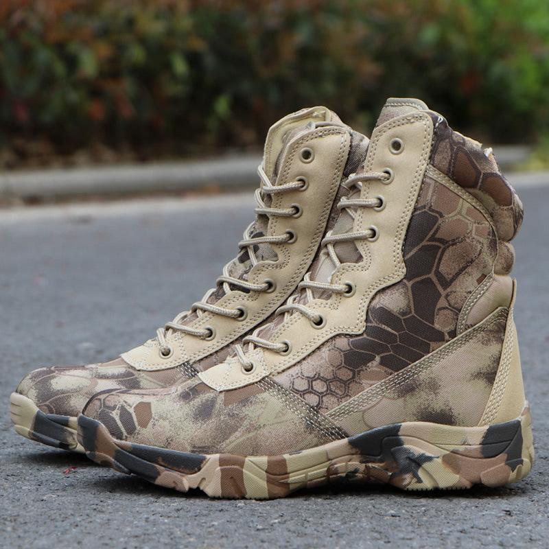 Outdoor Combat Boots Python Pattern Camouflage Marine Waterproof Breathable Men's