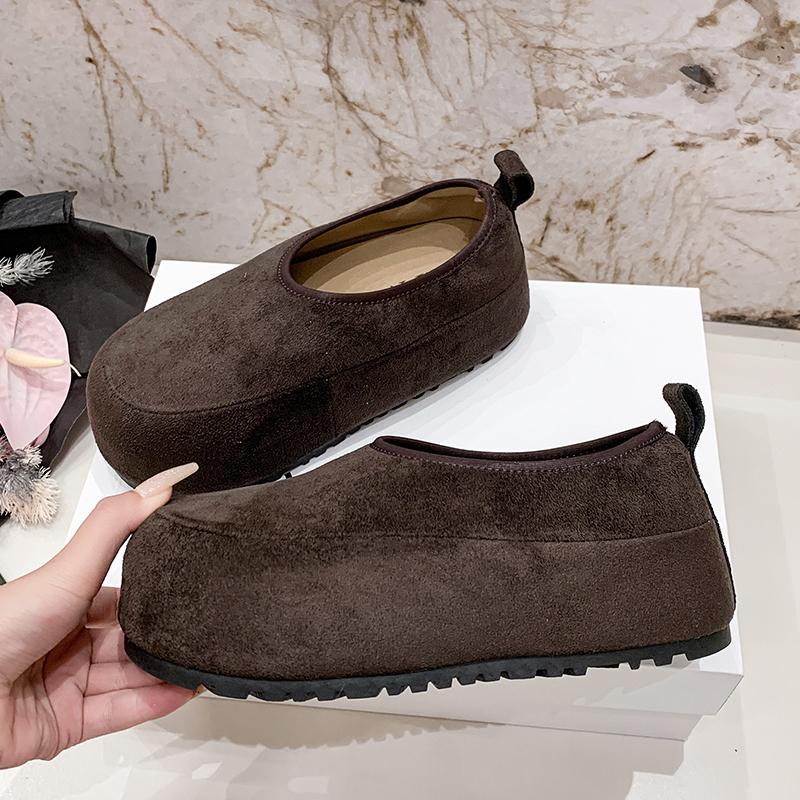Fashion Fashion Slip-on Suede Non-Slip Single Shoes Autumn New Round Toe Shallow Mouth Inside Heightening Low Top Shoes