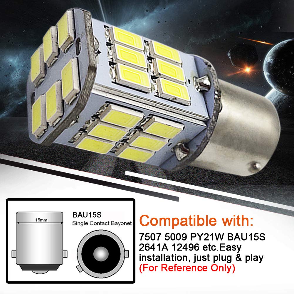 Ruiandsion 2 Pieces S25 Single Bulb BAU15S PY21W LED Bulb