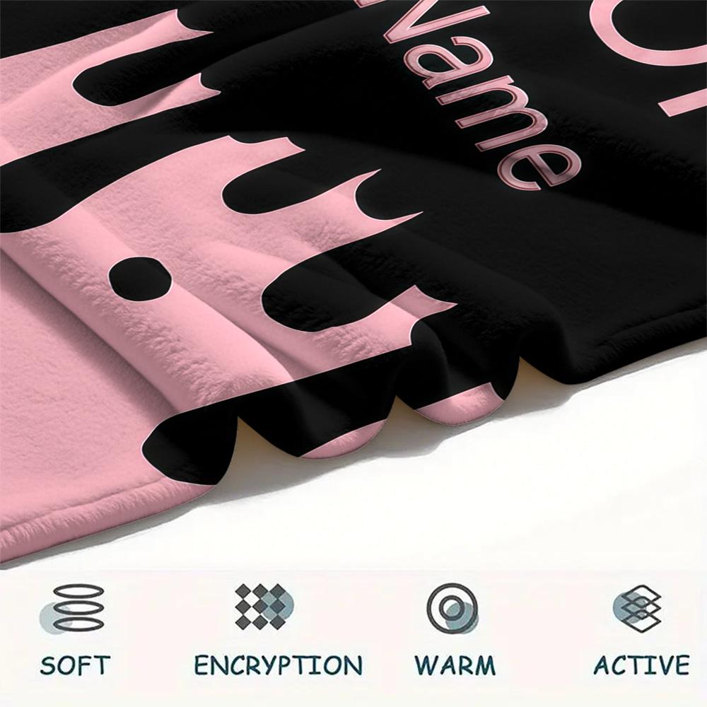 1PC Custom Name Blackpink Patterned Flannel Blanket Suitable For All Seasons for Home Decor Warmth and Comfort Gifts Holiday Present -HE100