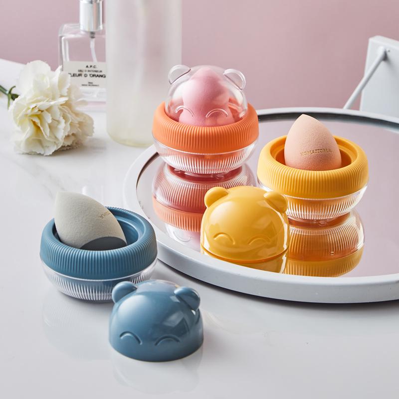 Little Bear Space Capsule Makeup Sponge & Cotton Pad Dustproof Storage Box
