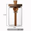 Glass Storage Jar with Wooden Lid and Spoon, Clear Coffee Bean Container for Kitchen Pantry, Airtight Food Canister for Tea Nuts