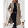 Women's Lapel Long Sleeve Wool Coat Straight Fit Solid Color Urban Commuter Long Overcoat