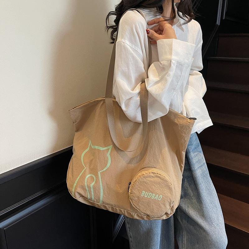 Foldable tote bag women's large-capacity storage shoulder bag sports fitness yoga bag handbag