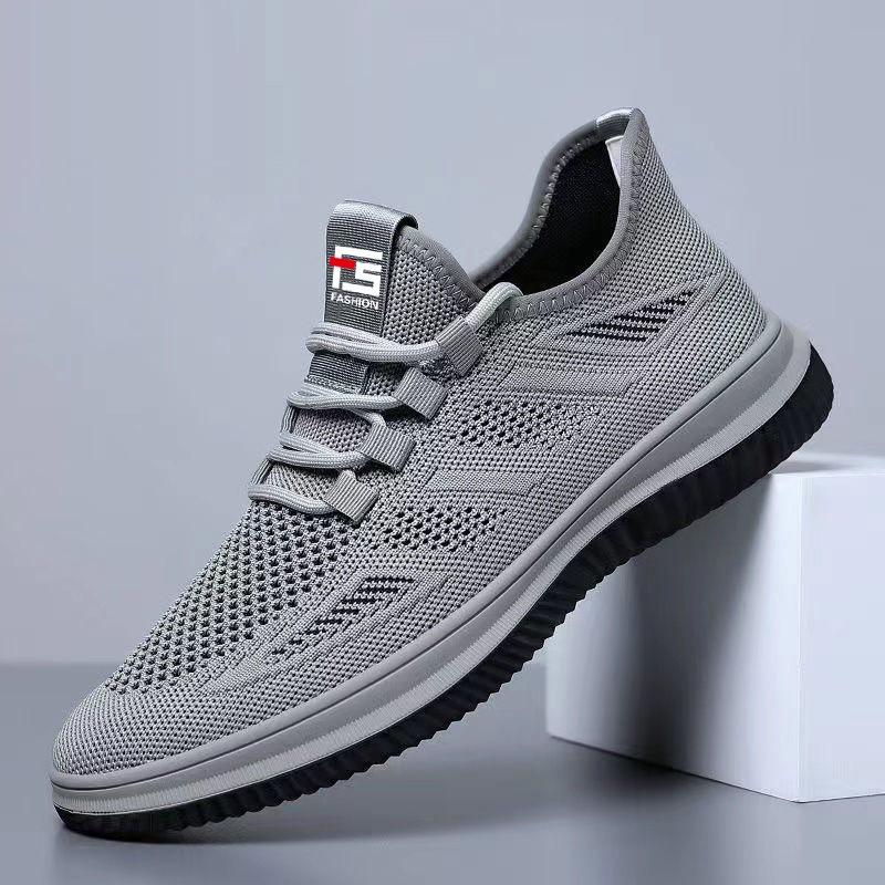 Flying Woven Shoes Men's New Casual Shoes Men's Spring and Summer Mesh Shoes Breathable Sports Shoes Versatile Shoes Trendy Walking Shoes