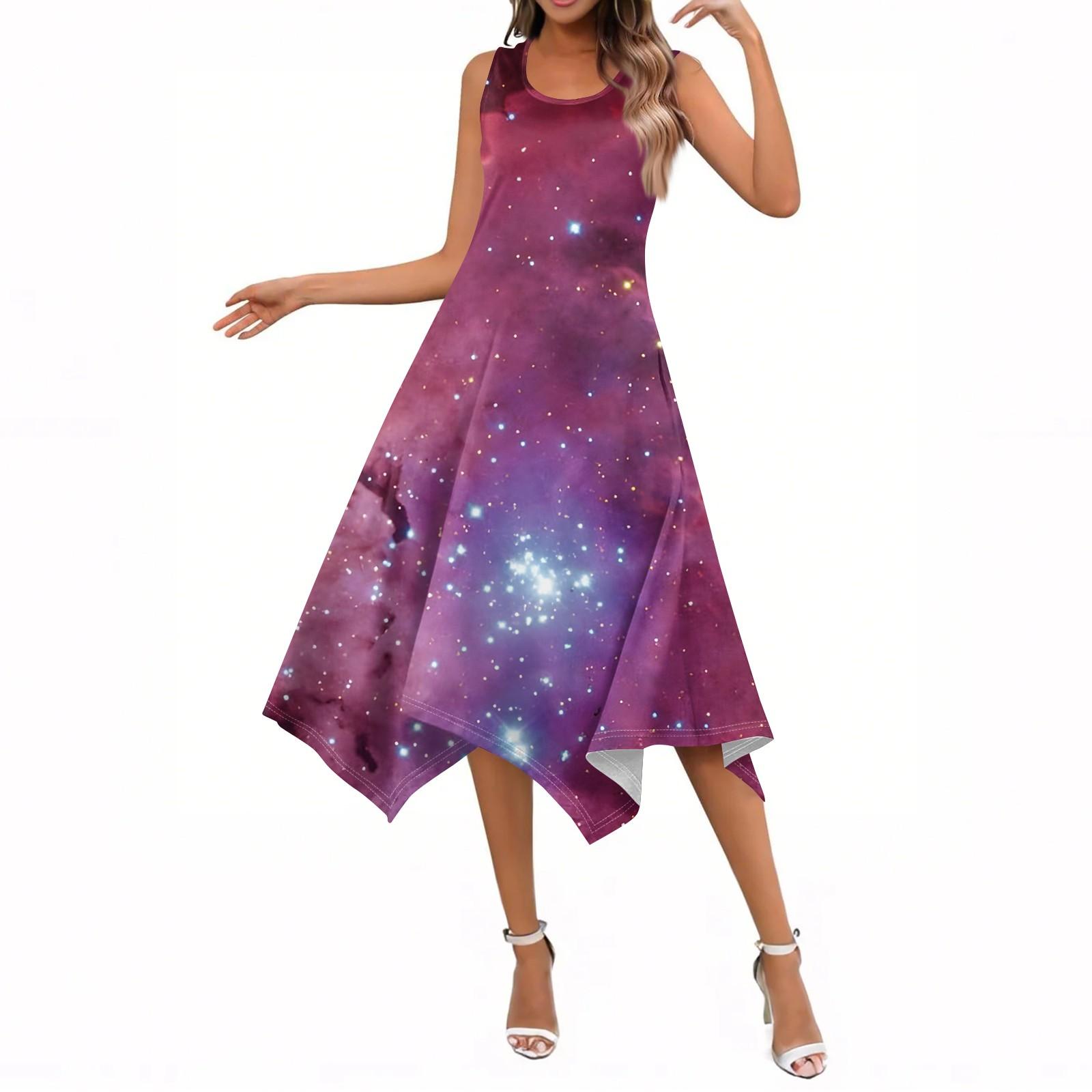 

Women s Summer Casual Round Neck Pleated With Pockets Printed Short Sleeve Dresses XL винний