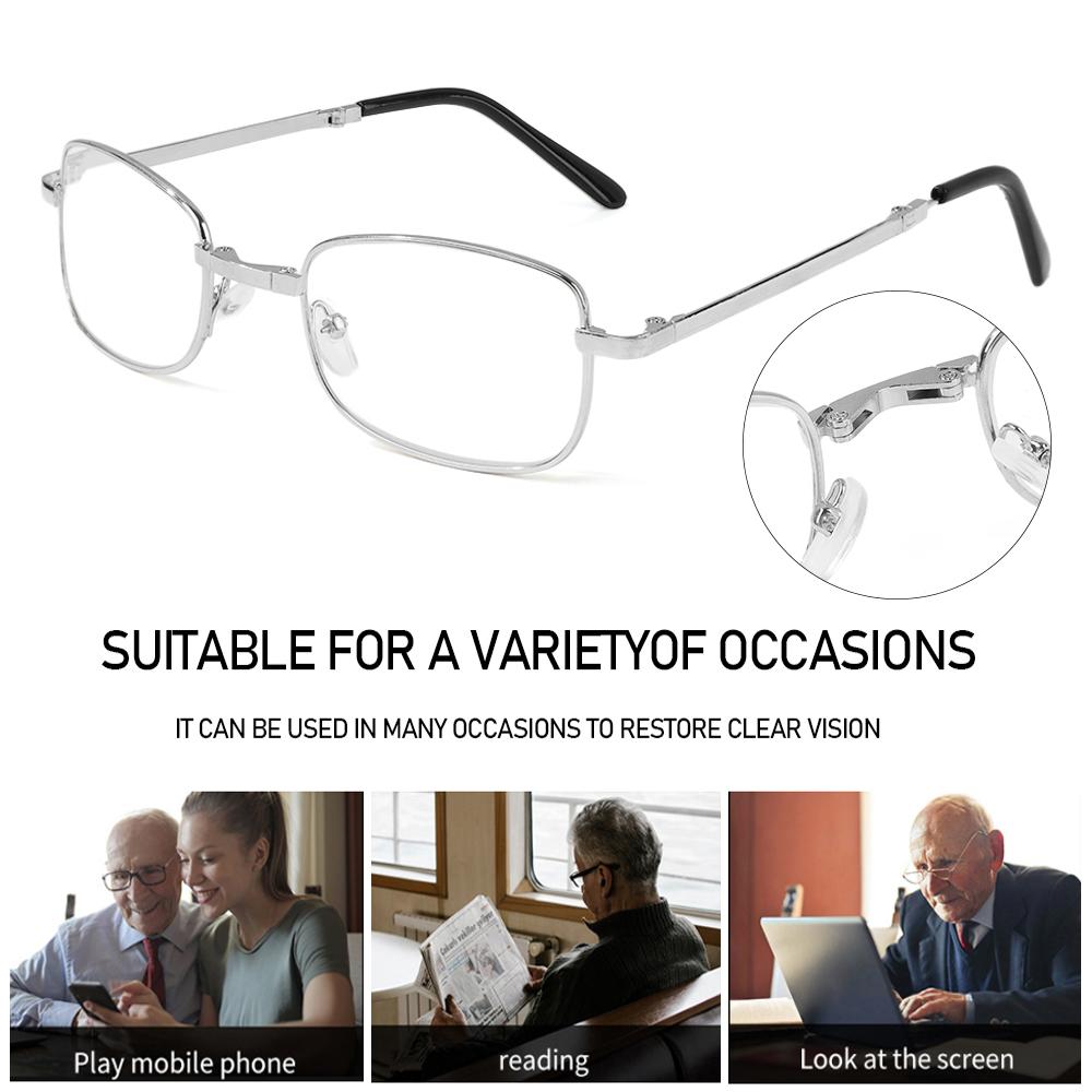 Metal Frame Foldable Reading Glasses Folded Hanging +1 +1.5 +2 +2.5 +3