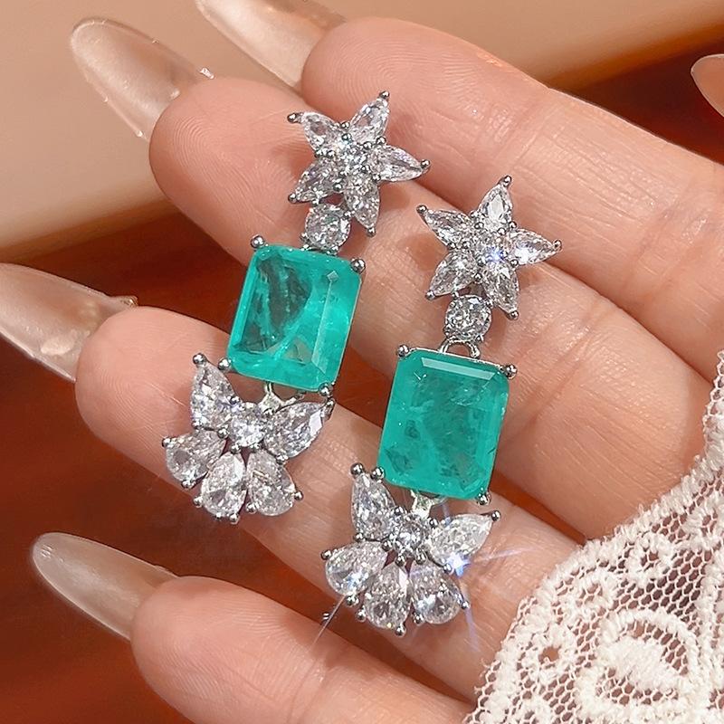 

Набор украшений, серьги, кольца, квадратный цветной сокровище, стиль красного корунда, женский светлый люкс