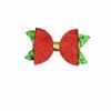 European and American Style Double-Layer Glitter Christmas Bow Hair Clip in Red and Green