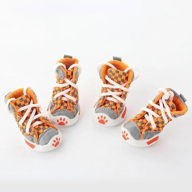 Sapatos para Cão Ursos de Pelúcia Sapatos de Sola Macia Cão Pequeno Cachorro Anti Queda Sapatos Respiráveis Conjunto de 4 Sapatos de Verão para Animais de Estimação