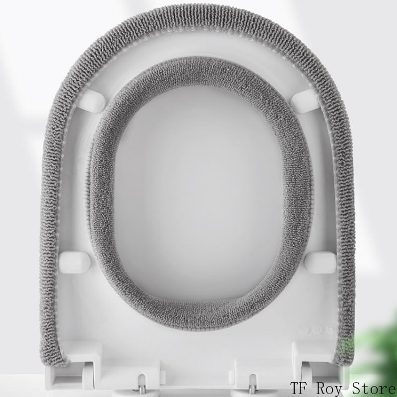 Pure Color Toilet Seat Cushion Pad Universal Soft Warm Washable Toilet Seat Cover Closestool Mat Bathroom Toilet Accessories