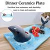 Japanese Internet Celebrity Seaside Shark Ceramic Plate Dumpling Plate Meal Kitchen Decoration Sushi Plate Beautiful Tableware
