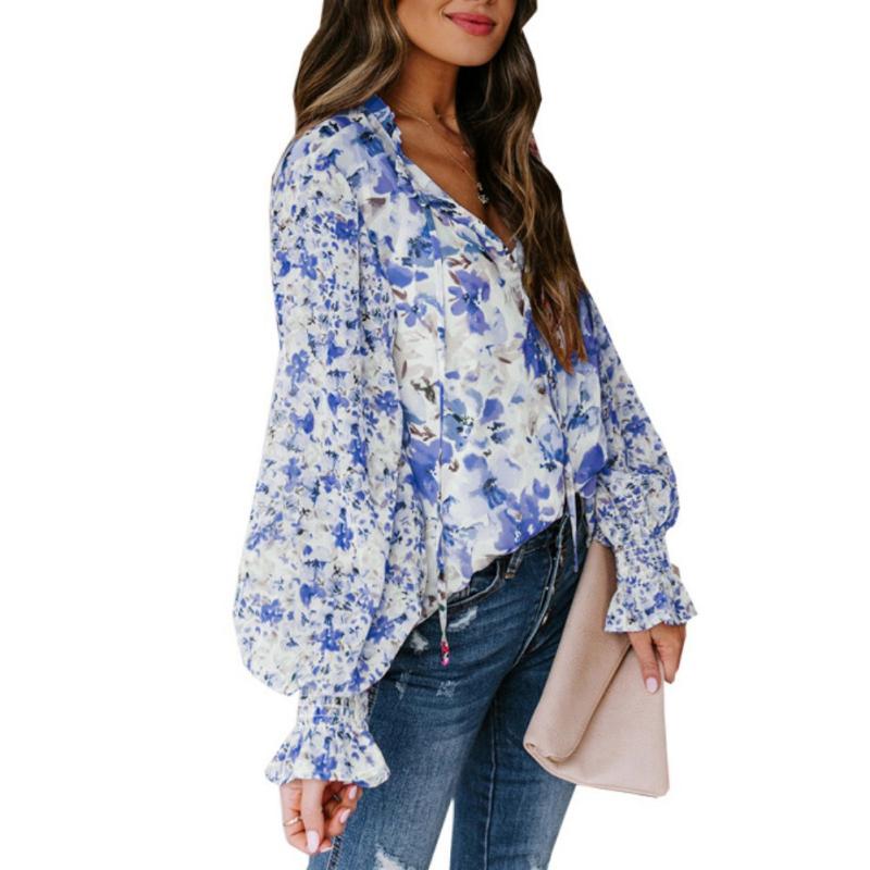 Women's Chiffon Shirt Cardigan Loose Floral Pattern Top Blouse