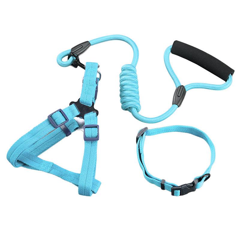 

Цветной поводок для собак, цепочка для собак, большая плюшевая собака, золотистый ретривер, нагрудный ошейник, товары для животных из трех частей XS синий