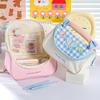 Sweetheart Plaid Bowknot Pencil Case Multi-Pocket Organizer Contrast Color Big Storage Pouch with Handheld