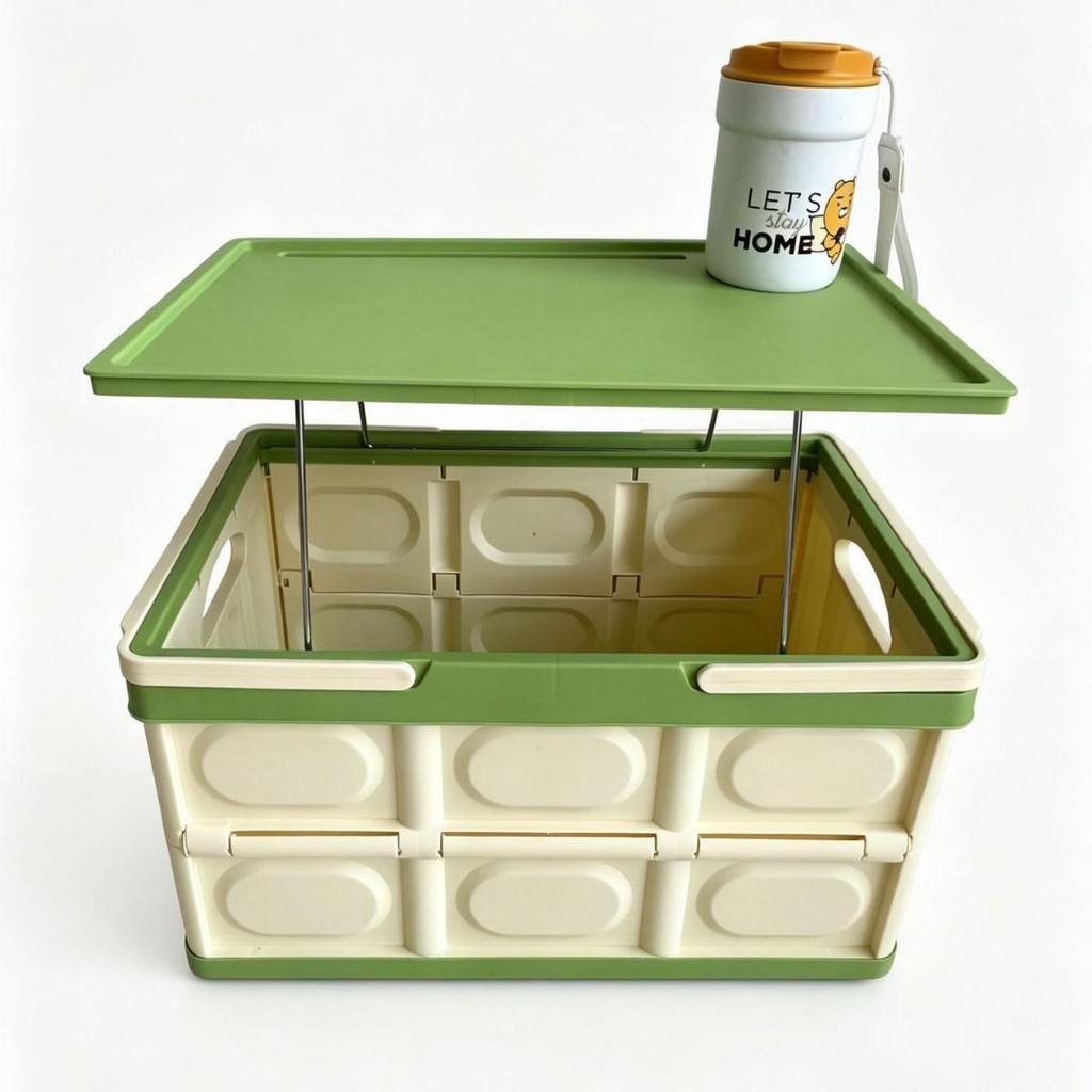 Portable Folding Picnic Basket with Wooden Top