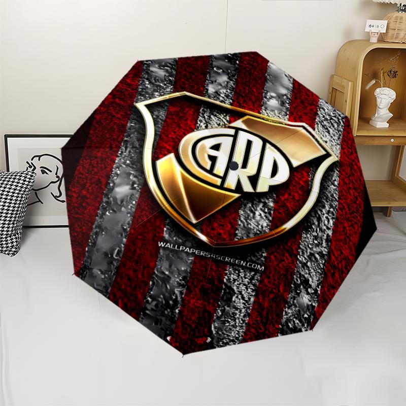 Club Atlético River Plate Print Automatic Umbrella, 8 Rib Iron Frame, Plastic Handle, Suitable for Outdoor Travel &Daily , Ideal Gift