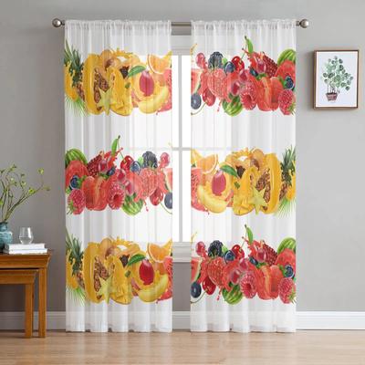 Tropische Frucht Sommer Tüll Vorhänge Balkonzimmer Mode Bedruckter Voile Vorhang Wohnzimmerfenster Moderne Dekoration