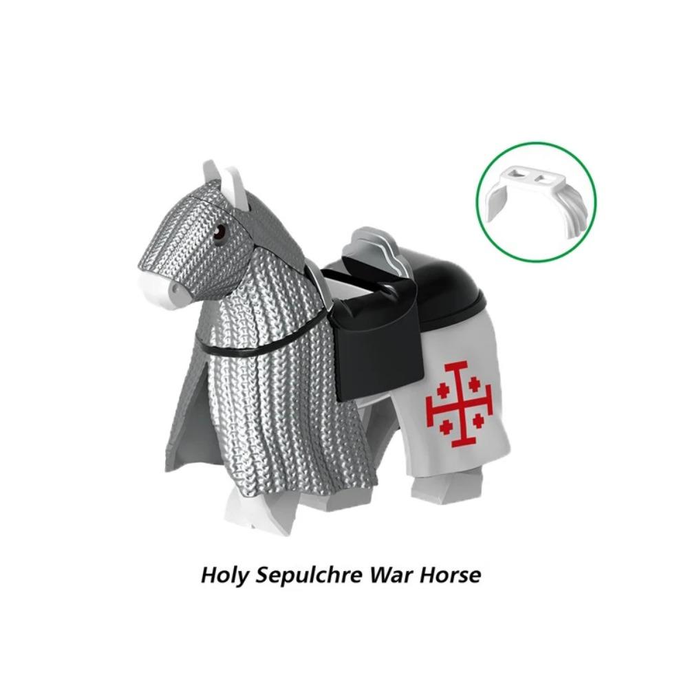 Militära Medeltida Byggklossar Soldatfigurer Riddare Utrustning Djurtillbehör Fäste Rüstning Krigshäst Miniklossar MOC