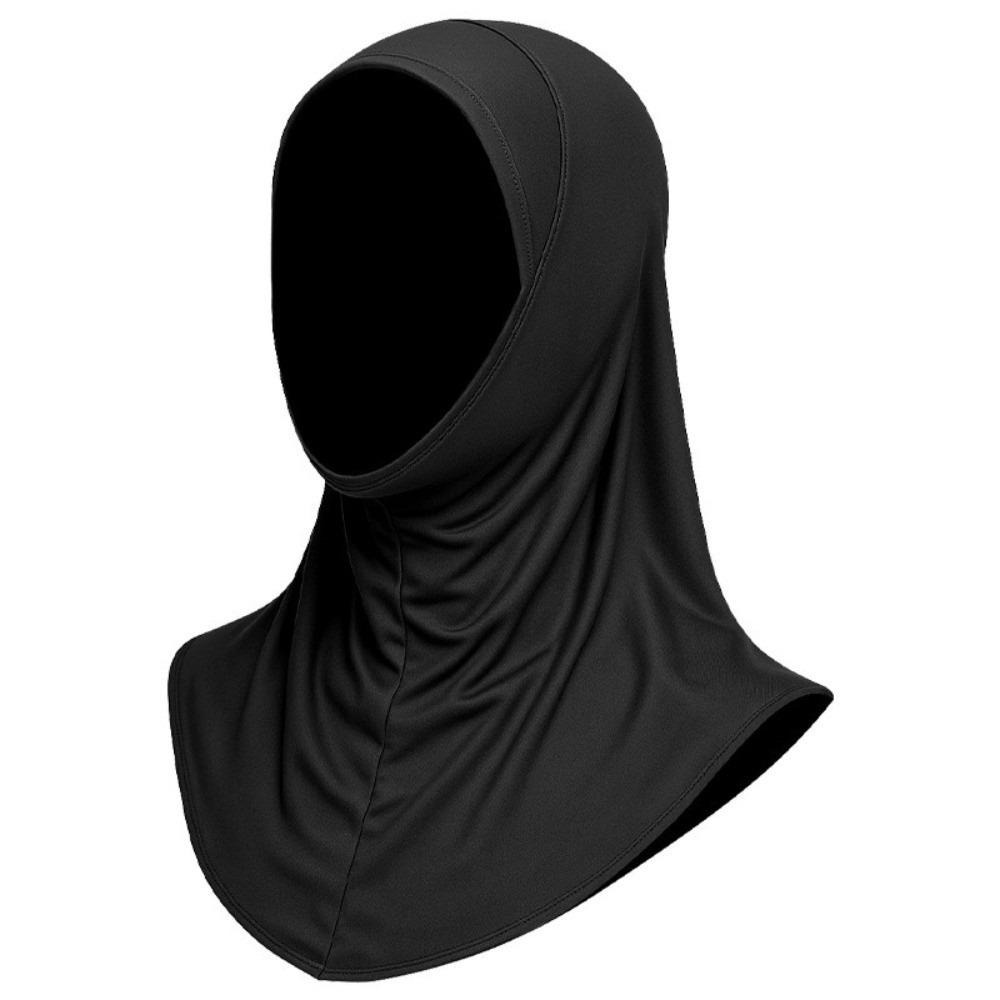 

Ice Silk Kids Hijab Solid Color Sun Protection Headscarf Lightweight Hijab Scarf School чорний