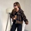 Giacca a Quadri Cappotto Donna Elegante Cerniera Maglione Lavorato a Maglia Revers Tasca Casual Ispessito Top Capospalla Quotidiano Autunno Inverno