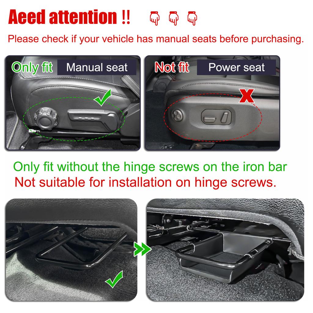 Främre förvaringsorganisatörsfack under sätet för Jeep Wrangler JL JLU 2018-2025 & Gladiator JT Truck Nedre förvaringsorganisatörsfack