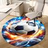 1PC Soccer Ball Fire Non-Slip Floor Round Carpet, Office, Family, Bedroom, Large Area Rug Indoor Rugs, Durable PolyesterH0388