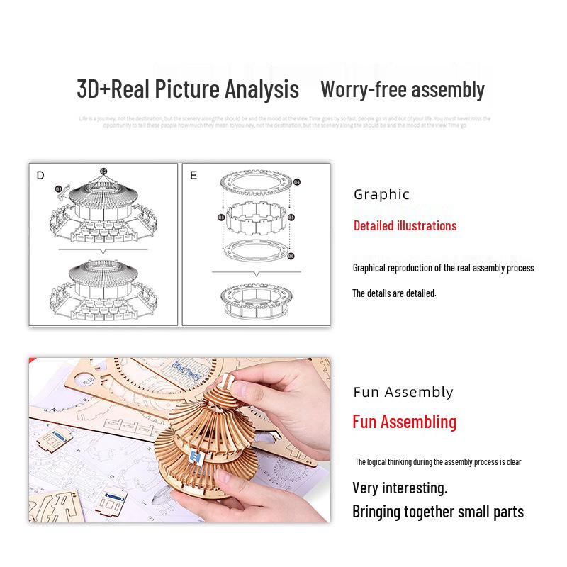Children's Handmade Wooden Airliner Model 3D Puzzle Educational Toy