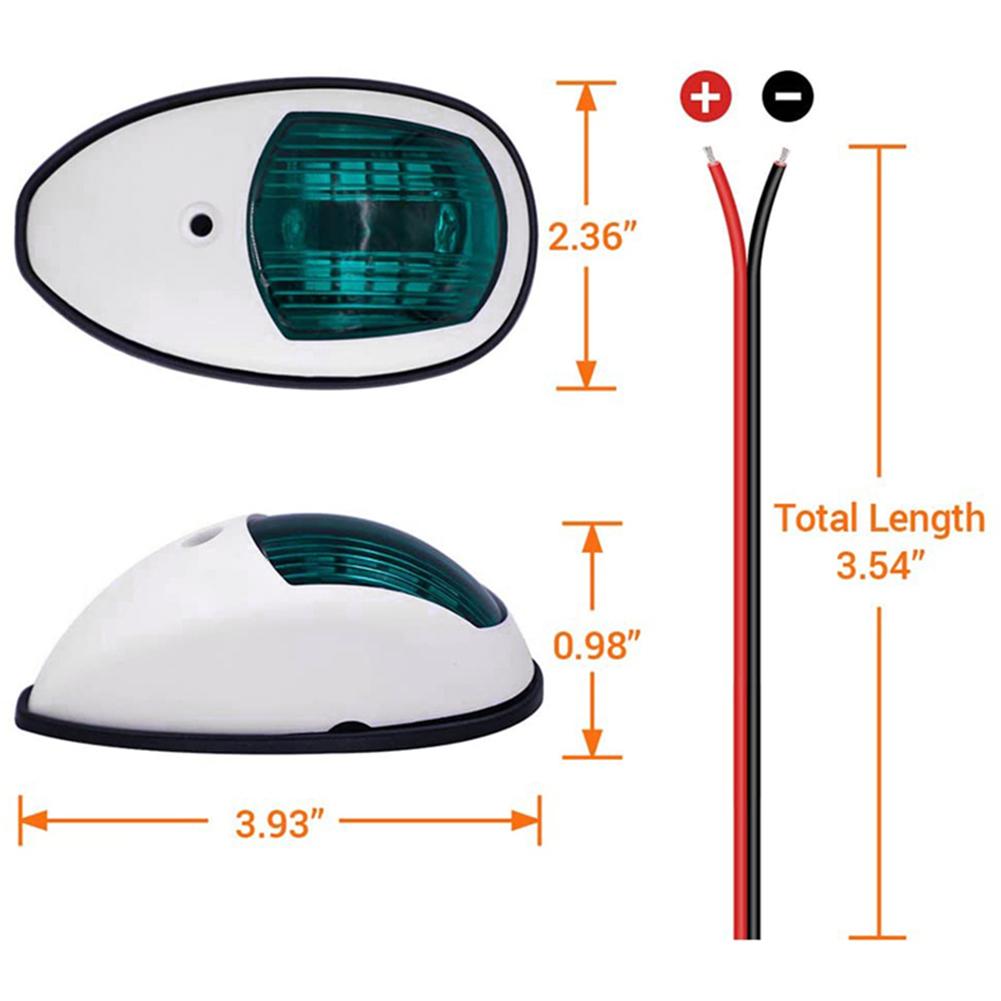 2PCS LED Navigation Light Signal Lamp 12V - 24V Marine Boat Yacht Sailing Red Green Bulb Port Starboard Side Lighting