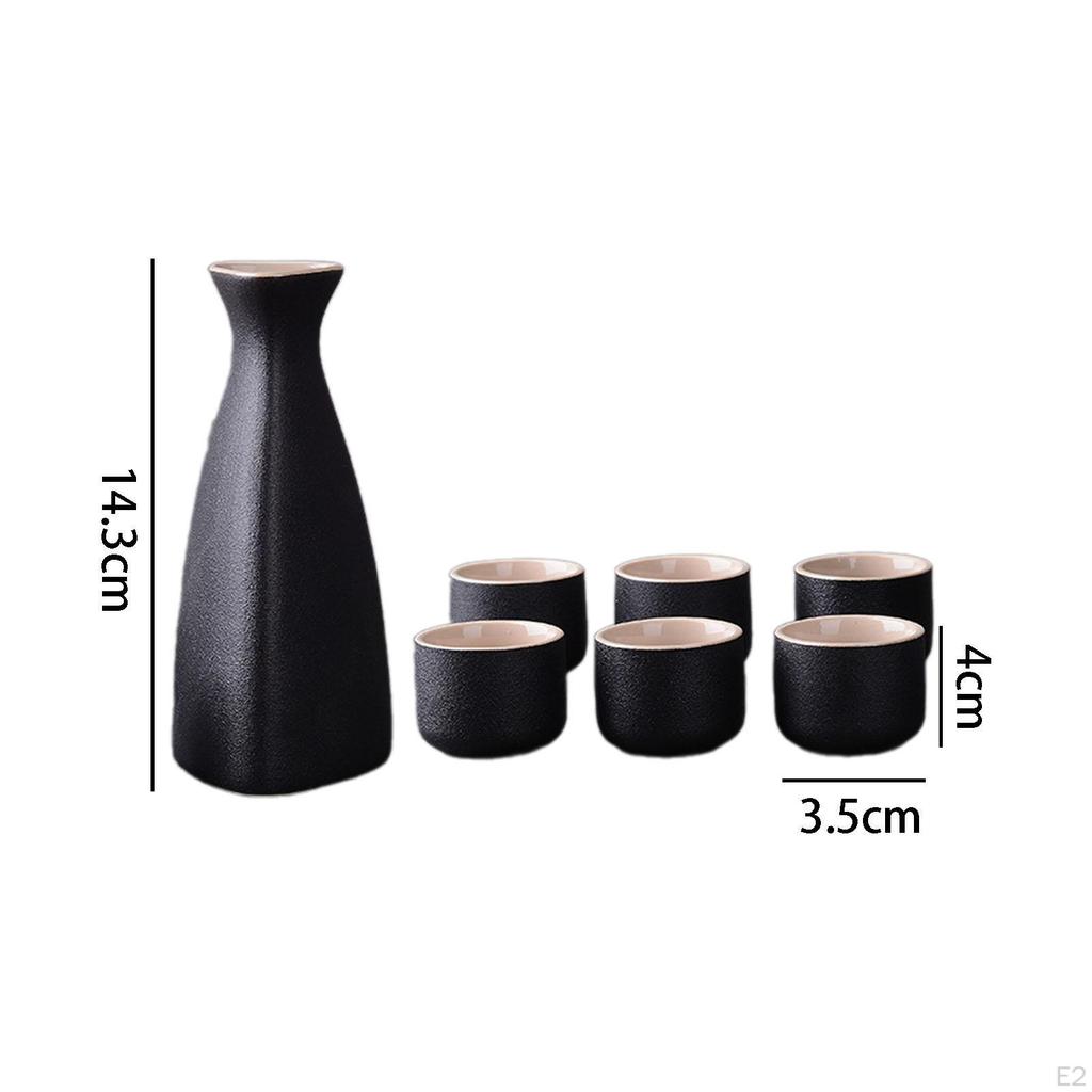 Conjunto de saquê japonês, pote de cerâmica e xícaras, 150ml, 25ml, enfeite de xícara, preto, para servir