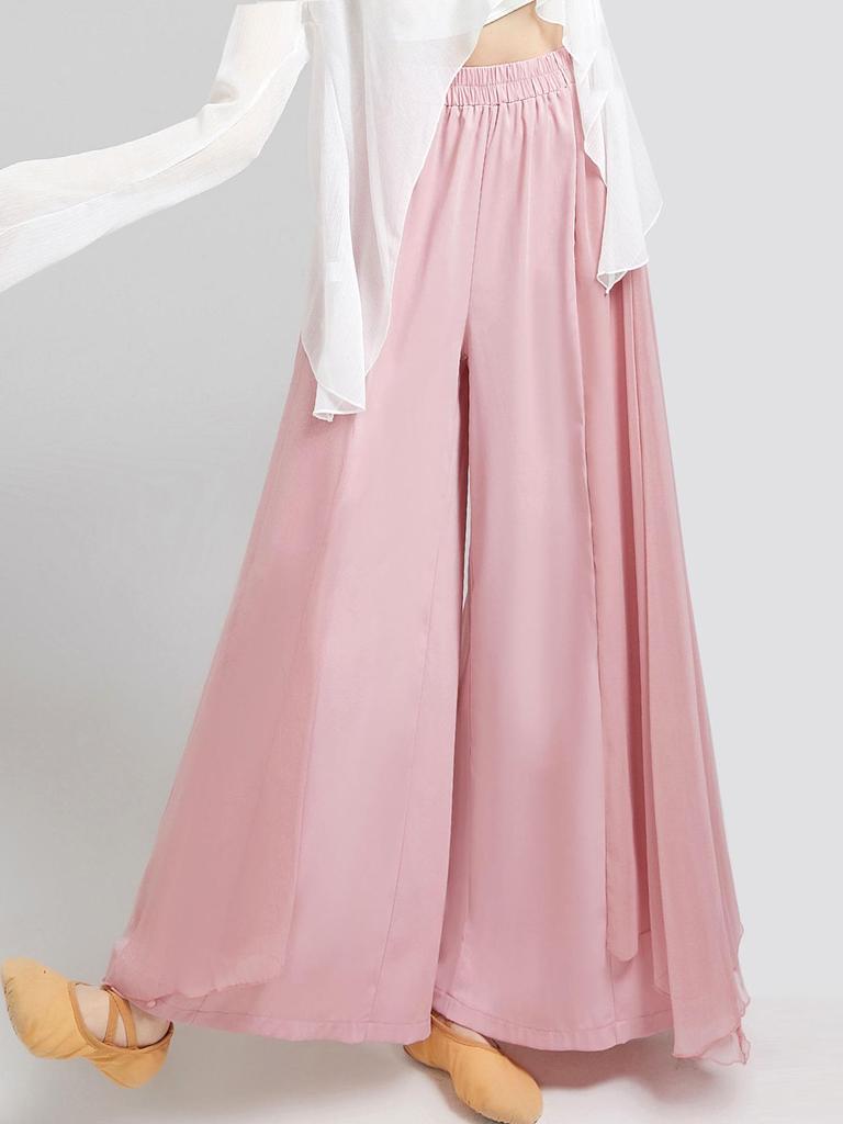 Women's Ethnic Classical Dance Wide-Leg Pants - Figure Shaping Practice Wear for Modern Dance