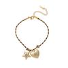 New Chinese Dopamine Color Rope Bracelet Dot Diamond Pentagram Cross Necklace 18K Gold