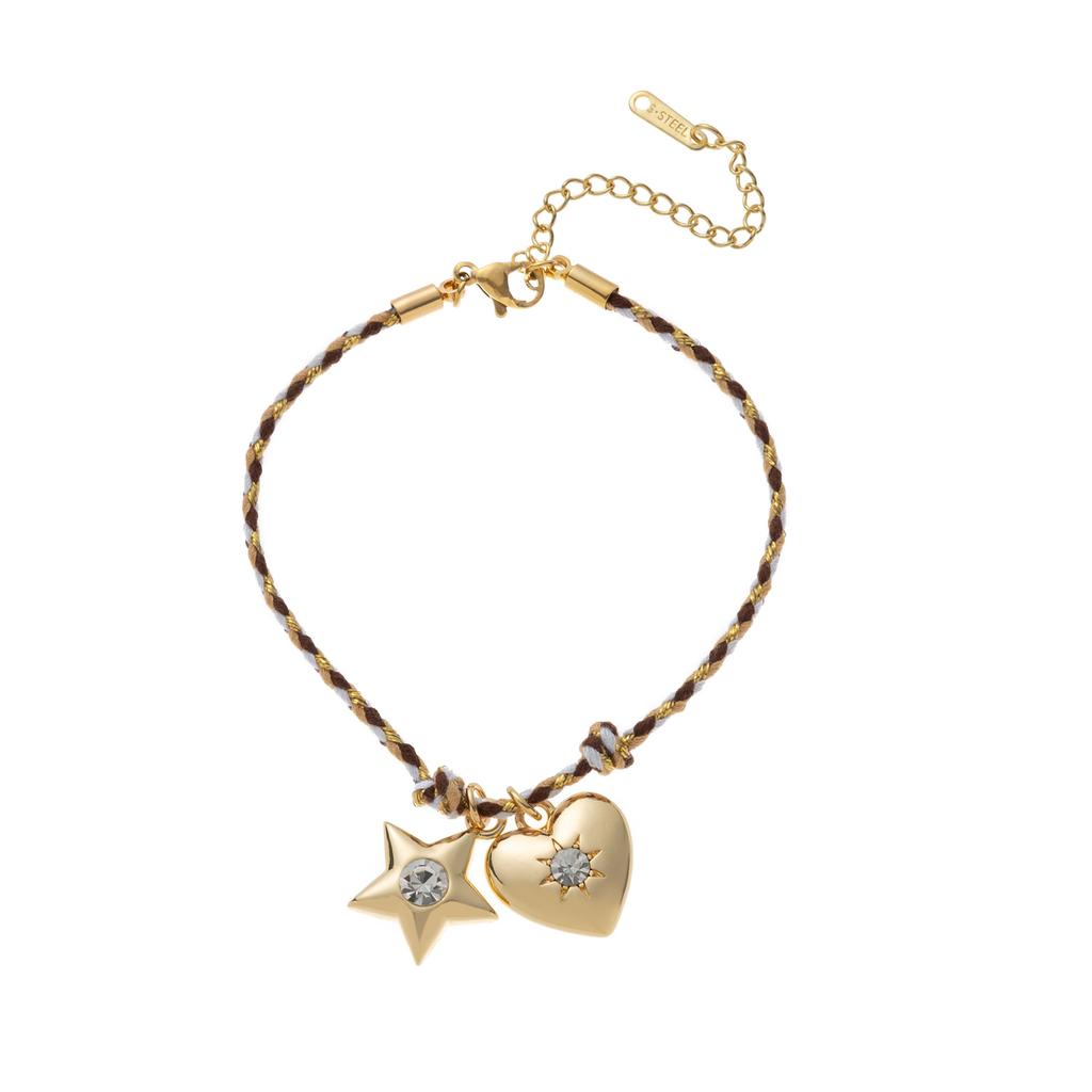 New Chinese Dopamine Color Rope Bracelet Dot Diamond Pentagram Cross Necklace 18K Gold