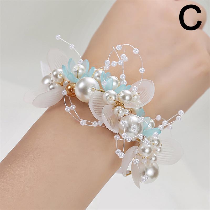 

Роскошные браслеты для подружек невесты с жемчугом и кристаллами, на запястье, с цветами, ручной работы, для свадебной вечеринки, выпускного вечера, для детей и девочек, на запястье