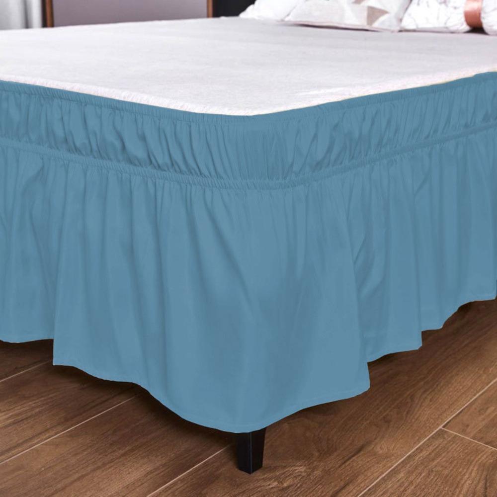 

Soft Solid Color Ruffled Bed Skirt Three Sides Elastic Edge Bed Side Skirt Breathable Wrinkle Free Bed Ruffles Bedroom TWIN 99-190-38cm синій