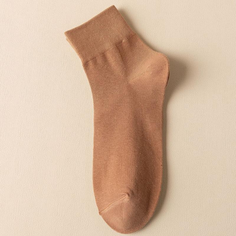 Herr Vår och Sommar Tunna Fritids Ren Bomull Enfärgad Benlösa Svettabsorberande Andningsbara Tubsockor