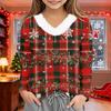 Girls Christmas Shirt Plush V-Neck Printed Winter Base Layer Top for Little Girls