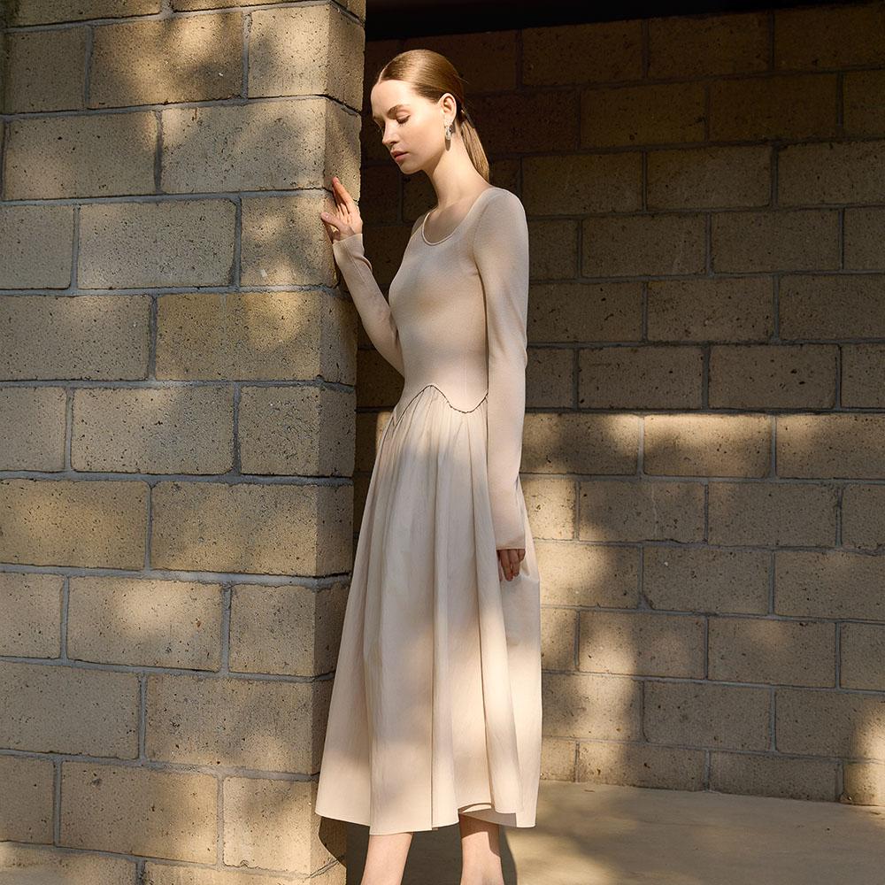 Waiwaiaiem Yy_Cold High-End Splicing Dress_2Color