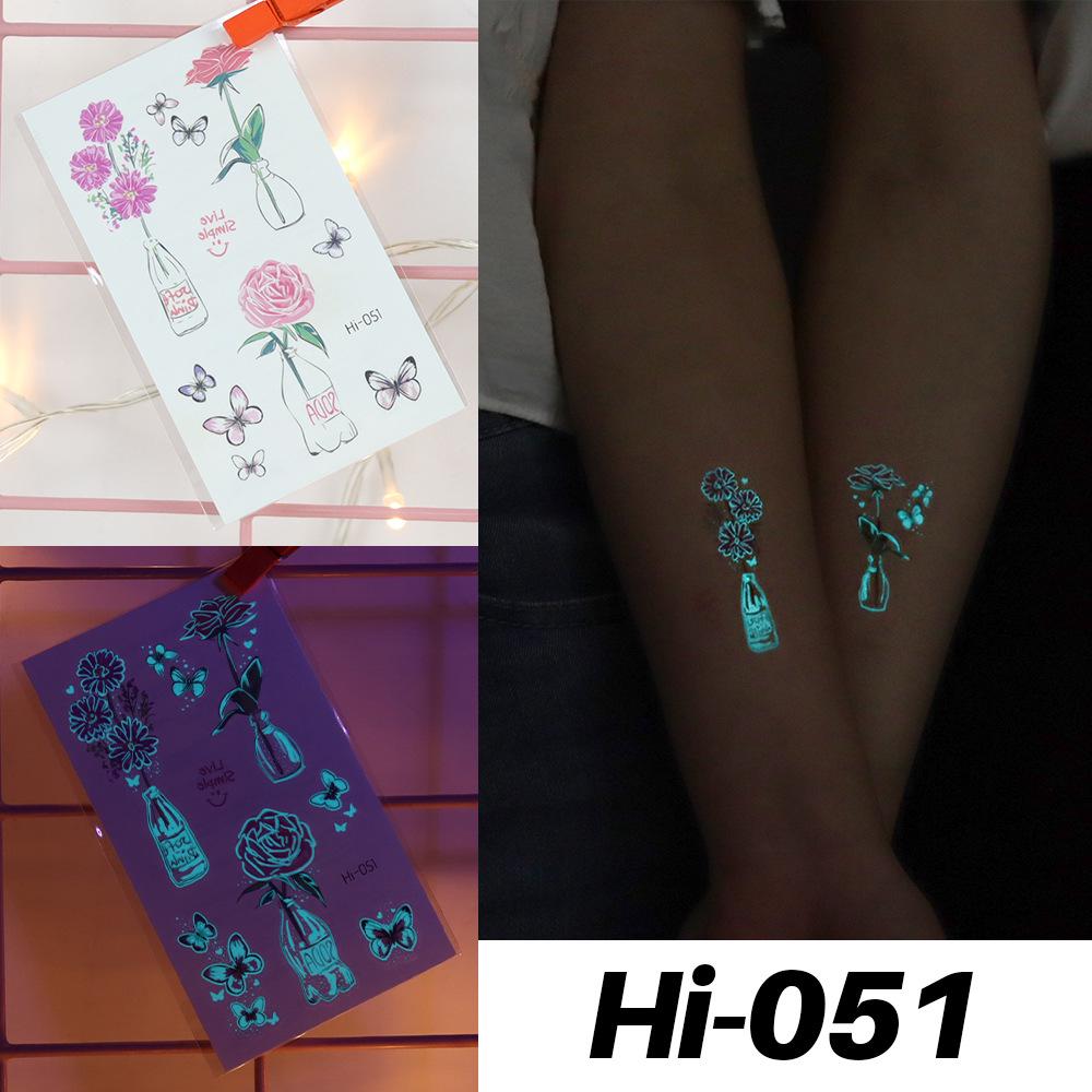Waterproof Blue Luminous Tattoo Stickers: Snake & Butterfly Designs for Festivals