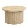 Coffee Table, Double Round Table, Side Table with Natural Wood Slats. Multifunctional Living Room Table