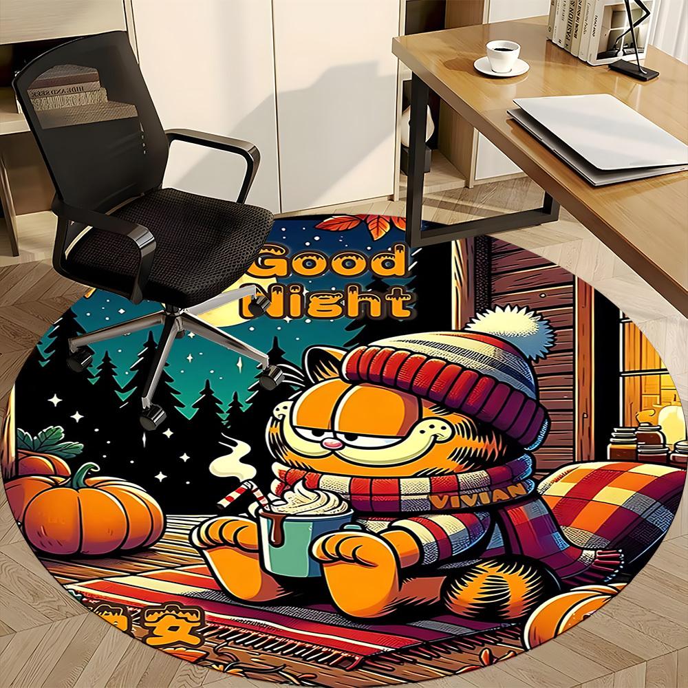 1pc Night Garfield Office Round Area Rug, Under Office Chairs Bedroom Living Room Home Decor a0926020