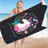 Cute Cartoon Unicorn Beach Towel, Quick Dry Fantasy Bath Towel with Flowers Rainbow Star, Super Soft Oversized Girls Pink Towels