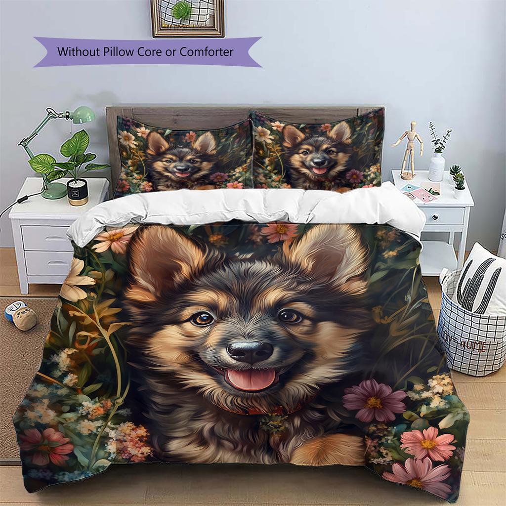 German Shepherd Pattern Bedding Home Decoration Birthday Gift (1 * duvet cover + 2 * pillowcase, without core)