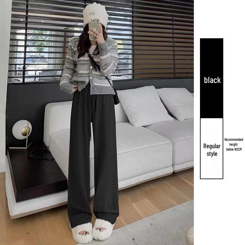 

Женские бархатные брюки с высокой талией и широкими штанинами 2024 - Белые, Осень/Зима, Повседневная свободная посадка L 110-125 lbs