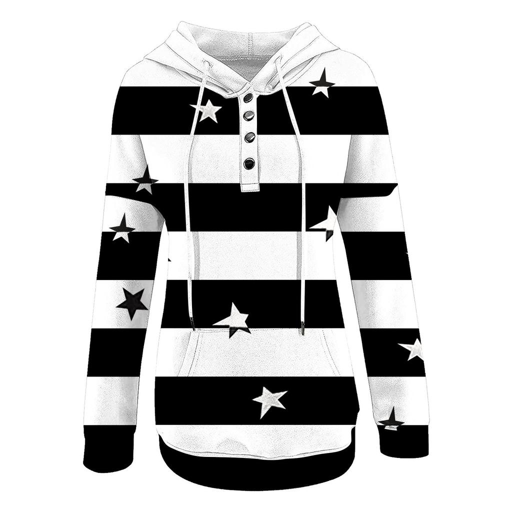 Women's Casual Fashion Long Sleeved Top Printed Round Neck Printed Hoodie