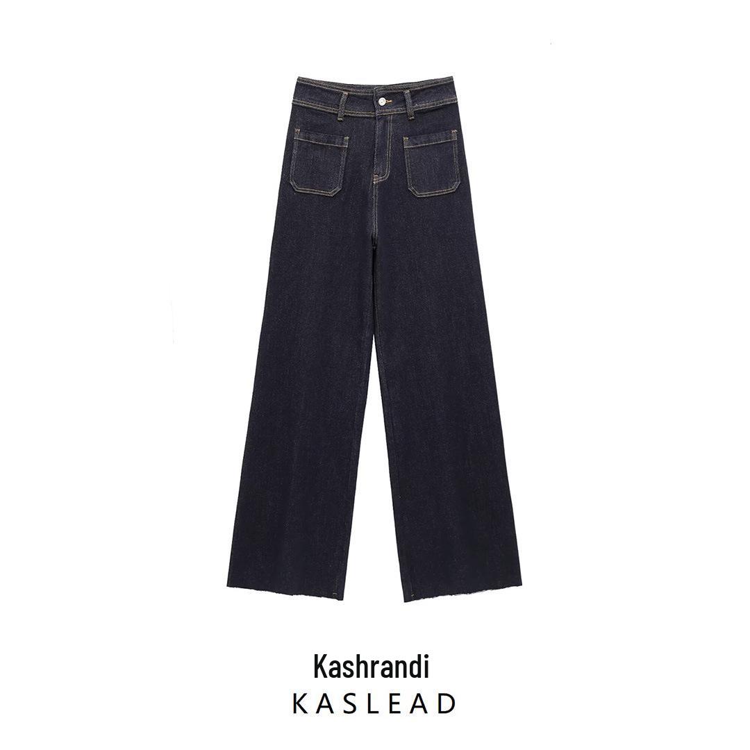 

Spring 2025 Women s Fashion: European & American High-Waist Navy Style Jeans Large темно-синього кольору