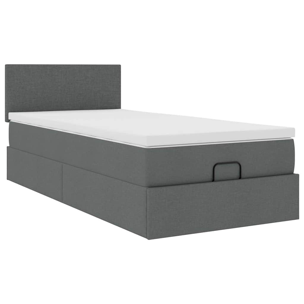 Vidaxl Struttura Letto Ottoman con Materasso, Grigia, 100x200 cm, Tessuto