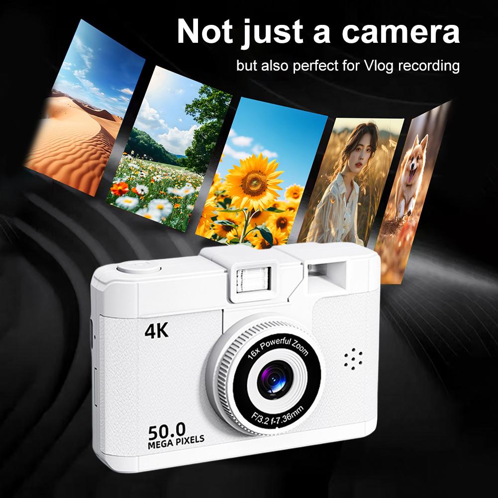 M16 New CCD 16x Zoom HD Digital Camera Dual Lens Retro Mini Camera 50 Million Pixels 2.4IPS HD Screen Portable Compact Camera